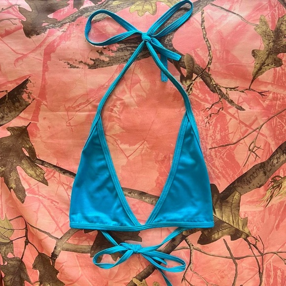 body zone y2k rave iridescent blue triangle tie bralette - Picture 2 of 6
